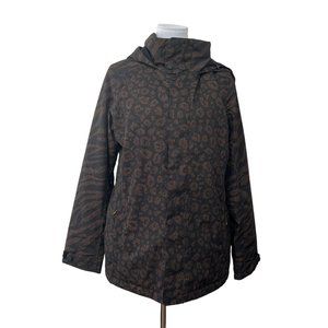 Burton Womens Jet Set Jacket Brown Animal Mashup Large Snowboard Thermacoreeco